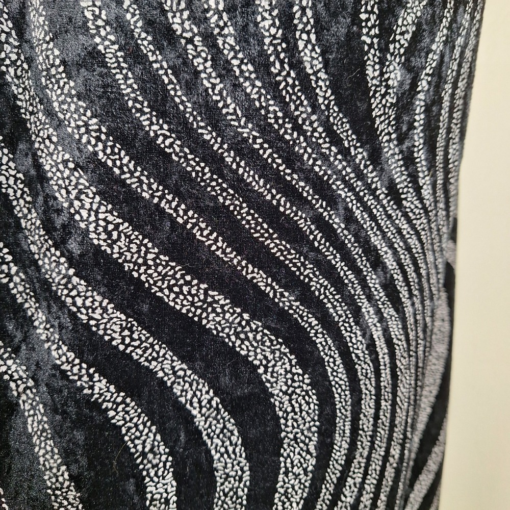 Y2K Whimsigoth Moire Wave Abstract Velour Burnout Scoop Neck Column Maxi Dress - Picture 5 of 9